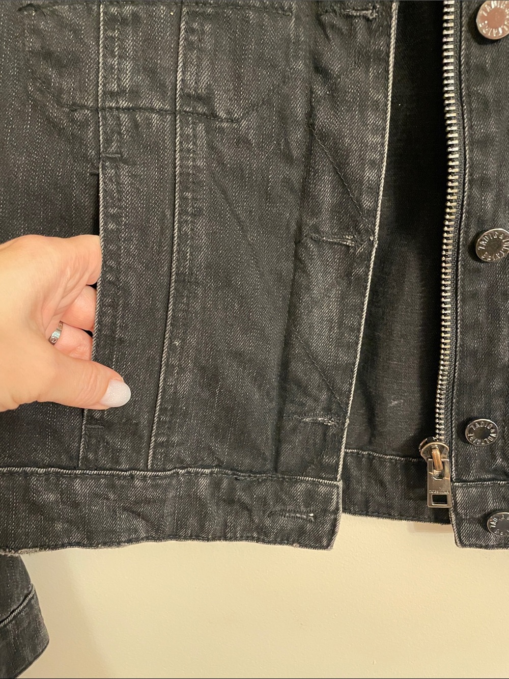 Zadig & Voltaire Kio Black Denim Jacket Size M - Picture 3 of 9